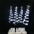 Set of 4 spiral LED Christmas tree garden stakes with bright white star toppers - Style 05-Spiral Christmas Tree Stakes (4pcs) / 47.5cm Height