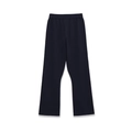 Dames gebreide broek in donkerblauw met ribpatroon, hoge elastische taille en rechte pijpen - S / Marineblauw