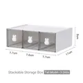 White desk organizer with 3 clear drawers and cute bunny handles for stationery - High Type - 3 Drawers