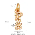 Detail showing dimensions of micro-paved zircon girl pendant for jewelry making - Gold Number Letter (M612754-Gold)