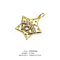 Golden hexagram star pendant charm with micro-pave zircons for DIY jewelry making - 1-Hexagram Eye