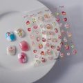 Stickers ongles 5D relief fraise rose et cupcake avec motifs de desserts sucrés - Style Fraise Chérie (FEB-537)