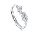 Elegant S925 silver open ring featuring light blue stars and sparkling zircon stones - Adjustable Open / FDJZ-353-Women's