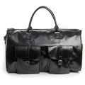 Borsa da viaggio in pelle nera per abiti con doppie tasche anteriori e manici - Pelle PU / Pelle PU Nera