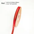1cm red ribbon with gold Love Is Eternal lettering, 30 yards roll for floral wrapping - 1.0cm Wide x 30 Yards Long / Red