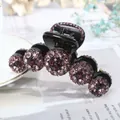 Elegante pinza per capelli con strass lavanda e base nera per acconciature da donna - Viola Sfumato