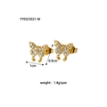 Boucles d'oreilles papillon dorées avec cristaux de zircone brillants pour femme - Yye023021-w