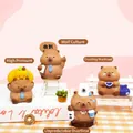 Capybara office series figurines featuring resin worker doll with blue necktie - Workplace Series Capybara (3087) / Set of 4