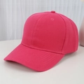 Minimalist cotton baseball cap in solid pink finish with adjustable back strap - Adjustable / Rose Red