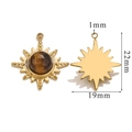 Ciondolo sole dorato con occhio di tigre e stella a otto punte, misura 19mm x 22mm - Occhio di tigre