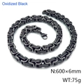 Byzantine chain bracelet in oxidized black stainless steel with secure lobster clasp - 18cm / 6mm Oxidized Black