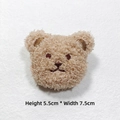 Detailed view of beige plush bear brooch with embroidery and 5.5x7.5cm size markings - Light Coffee Bear
