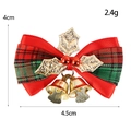Mini Christmas bow with red green plaid, gold bells and holly leaf for gift wrapping - Red Green Grid Gold Leaf