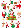 Christmas static window stickers featuring Santa, reindeer and tree in festive red and green - F1-Classic Santa and Reindeer