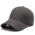 Gorra de béisbol de pana gris marengo con diseño de seis paneles y visera curvada - Gris / Ajustable