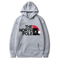 Grauer Weihnachts-Hoodie mit The North Pole-Aufdruck und Weihnachtsmannmütze - Hellgrau