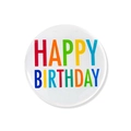 Weißer Happy Birthday Party Anstecker aus Weißblech mit bunten Buchstaben und Glanz - Bunte Kunstschrift-Geburtstagsstil / Dunkelgrau