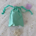 Mint green satin drawstring bag for gifts featuring a smooth silky texture and glossy finish - 15.5*11.5 / Mint Green