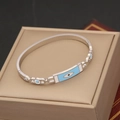 Silbernes Edelstahl-Armband mit Evil Eye Motiv und blauer Emaille auf einer Box - Silber Evil Eye Stil (1#)