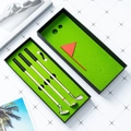 Kreatives Golfschläger-Stiftset mit 3 Metall-Kugelschreibern und 2 Bällen im Geschenkbox - Golfstift-Geschenkbox-Set