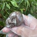 Hand-carved 5cm pink and grey marble semi-precious stone crystal skull sculpture - Purple Vein Jade