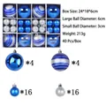 40-piece blue and silver Christmas ball set with various textures and size specifications - Blue And Silver Style