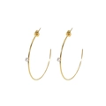 Minimalist 18K gold-plated titanium C-shaped hoop earrings featuring a sparkling zircon - C-Shape Zirconia Earrings (SE23080502) / Gold