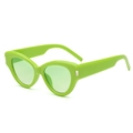 Vintage cat-eye fluorescent green sunglasses with thick frames and light green lenses - Green Frame Green Lens (Metal Hinge)