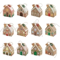Set di 12 scatole per calendario dell'avvento a casetta in carta kraft con tag numerati - Set da 24 Case di Pan di Zenzero