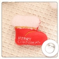 Christmas stocking plush brooch with Merry Christmas embroidery and metal pin - Christmas Sock - Brooch Style