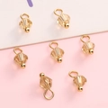 DIY champagne 4mm glass crystal beads with gold metal loops for jewelry making - Light Coffee Bicone Bead