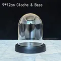 Clear acrylic dome display with black base for preserved flowers, size 9x12cm - With Base / 9*12CM Plastic Dome + Base