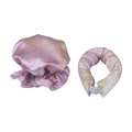 Set per ricci senza calore in raso rosa e giallo con cuffia a volant e rullo imbottito - Arancione Giallo Blu (Bigodino + Cuffia + Sacchetto OPP)