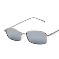 Occhiali da sole rettangolari con montatura in metallo argento e lenti grigio scuro - Montatura Argento Lente Specchiata Argento
