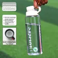 Detail of 1500ml ice grey sports water bottle with leak-proof lid and carry loop - 1500ml / Transparent Grey White