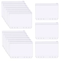 Set di 15 buste trasparenti in PVC con zip a 6 fori per agende formato A5 e A6 - Confezione da 15 / Sacchetto con Cerniera A5