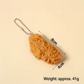 Realistic golden fried chicken wing keychain prop with metal chain 8cm x 4cm size - Chicken Wing (Silver Bead Chain)