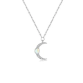 Collier lune élégant en argent s925 avec pendentif en pierre de lune et zircon brillant - Platine