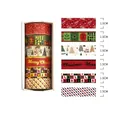 Christmas washi tape set with 6 rolls of red and green festive patterns and 1.5cm width - Style 3 (Red New Year Greetings)