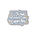 Enamel brooch with 'you drew Stars Around my Scars' quote in blue and gold colors - Stars Around Scars (QHXZ1282)