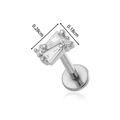 Silver F136 titanium stud with geometric cubic zirconia in 0.28cm by 0.18cm size - 9# Silver Mixed Geometric Style