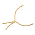 Detailed view of adjustable beige woven cord bracelet with gold textured slider bead - Beige