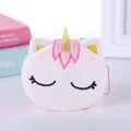 White plush unicorn coin purse with golden horn and pink details for children - Pink