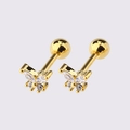 Elegant gold butterfly stud earrings with zircon stones and secure screw-back closure - Gold Butterfly