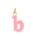 Pendente lettera B in acciaio inossidabile placcato oro 18K con smalto rosa - Lettera B