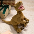 Brauner T-Rex Plüsch-Dinosaurier auf weichem Teppich mit festlicher Geschenkbox - Velociraptor (34cm)