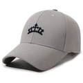 Light grey cotton baseball cap featuring black embroidered crown and classic 6-panel design - Adjustable / Gray