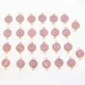 Set of 26 pink enamel A-Z initial charms in gold alloy for DIY jewelry making - Alphabet Set (DY147) / Set of 26 / Style 37 Double Loop Pink