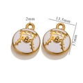 Baseball style charm in white enamel with golden finish and number 8 for DIY jewelry - Baseball-White