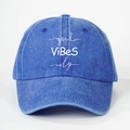 Casquette de baseball en jean délavé bleu avec broderie Good Vibes Only à l'avant - Taille unique / Bleu Royal